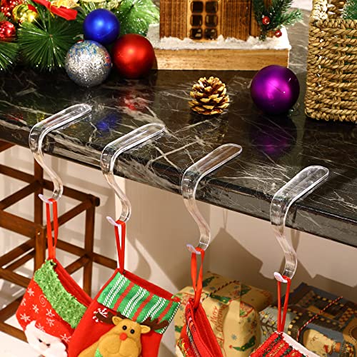 Jetec Christmas Stocking Holders Acrylic Stocking Hangers for Mantel
