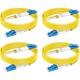 RamboCables-OS2 Single Mode Fiber LC to LC Patch Cables 3ft/1m, 4Pack | SM Singlemode Fiber Optic Cable Duplex, LSZH, 10G/40G/100G SMF, 9/125&mu;m, OD 2.0mm