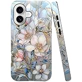 Case for iPhone 17 - Slim Fit Anti-Scratch Phone Case for Girl Women - Stained Glass Magnolia Flower Colors (Glossy)