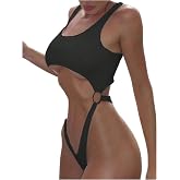 OYOANGLE Women's Sexy One Piece Swimsuit Cutout Ring Linked Bathing Suit | Sexy One Piece Swimsuit, Cut Out, Ring Linked, High Cut, Cheeky Fashion Swimwear