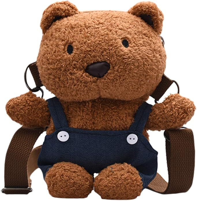 VALICLUD Plush Animal Shoulder Bag Cartoon Bear Crossbody Bag Cute