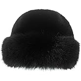 Dufnfn Women's Faux Fur Bucket Hat - Winter Warmth Bucket Hat Fluffy Snow Hat Fuzzy Fisherman Cap Warm Cute