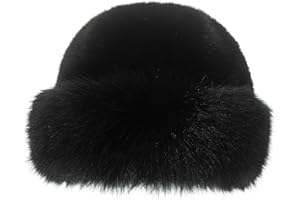 Dufnfn Women's Faux Fur Bucket Hat - Winter Warmth Bucket Hat Fluffy Snow Hat Fuzzy Fisherman Cap Warm Cute