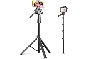 Aureday 67” Phone Tripod, Detachable and Extendable Selfie Stick Tripod for iPhone/Android Smartphone/Camera/GoPro, Portable Cell Phone Tripod with 360-Degree Rotatable Pan Head(Upgraded)