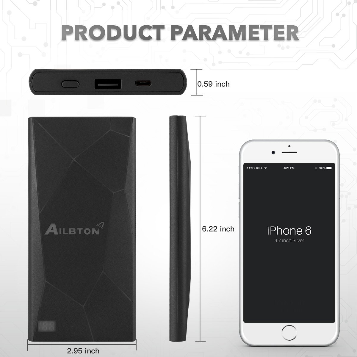 Portable Charger Ailbton Power Bank 8000mAh Capacity with Smart Digital Display Unique External Battery Pack with Cool Decor LED Color Light Fast Charging for iPhone Samsung Galaxy,Pads and More, Red