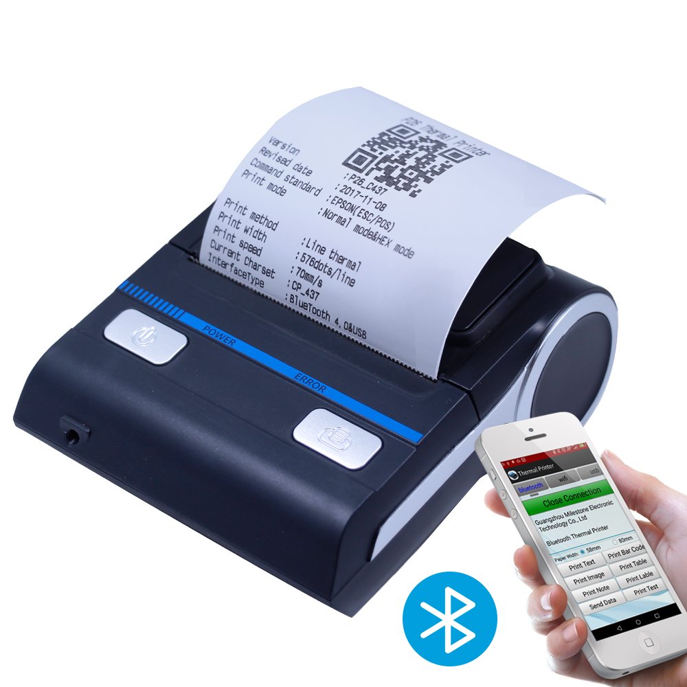 Milestone Mobile Thermal Printer 80MM Thermal Bluetooth Printer and USB