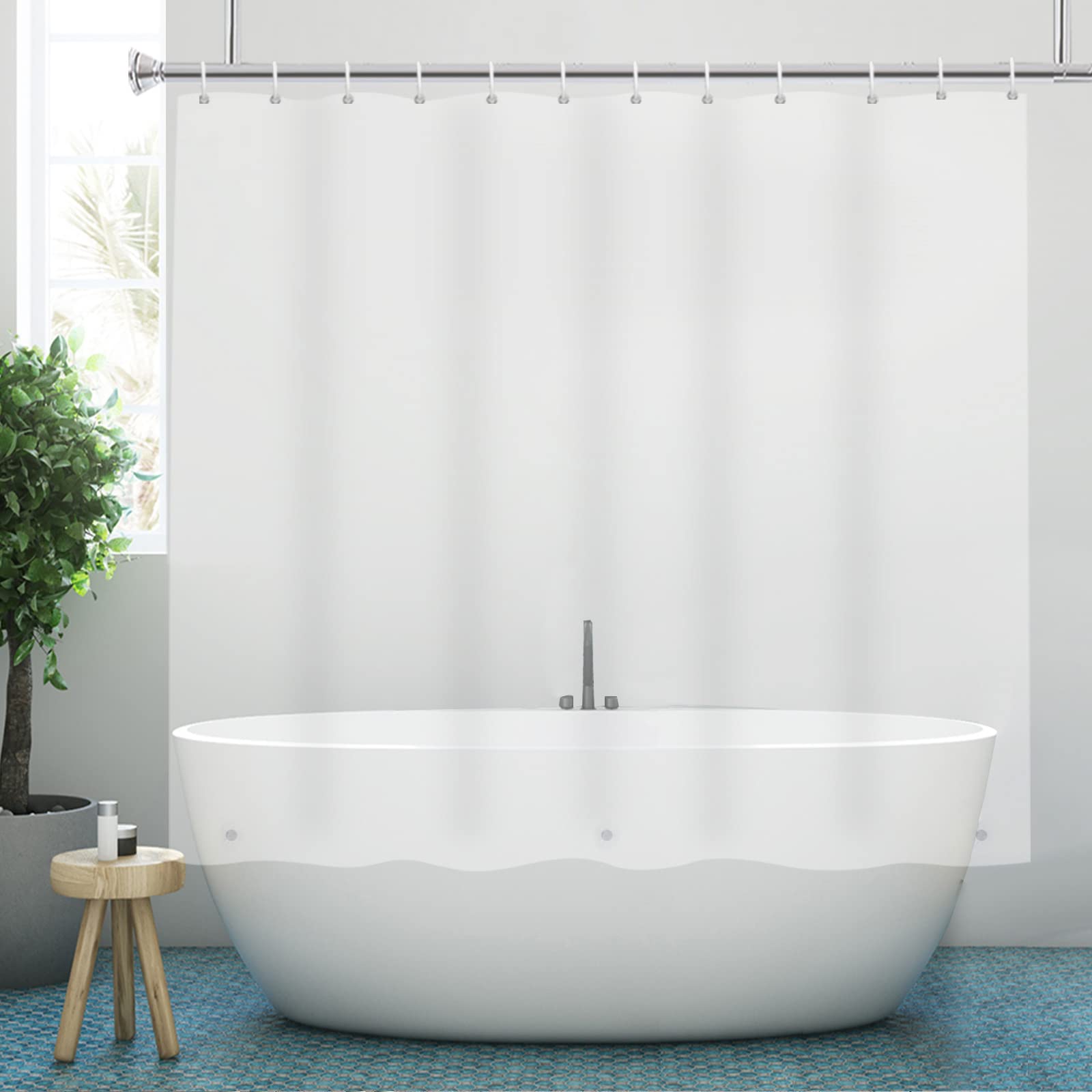 YISURE Frosted Short Shower Curtain Liner 180x165cm, PEVA Bathroom Shower Curtain, Translucent Waterproof Shower Liner Bath Shower Room 71" x65''