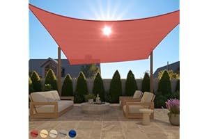 GORILLA GRIP Heavy Duty Sun Shade, UV Protection Fade Tear and Rust Resistant Rectangle Sunshade Canopy, Curved Edges Blocks Sunlight, Breathable Sail, Outdoor Patio, Lawn Garden 12x12 FT Terra