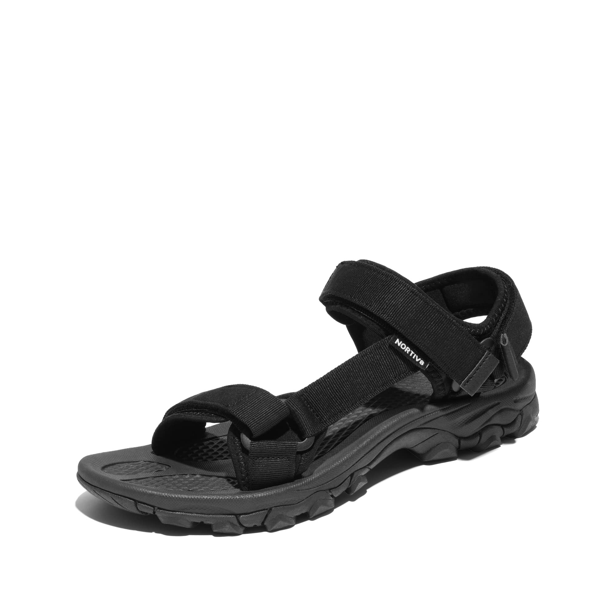 NORTIV 8 Herren Sommersandalen für Wandern Sport Outdoor Sandalen lässige Sommer Strandsandalen,Size 43,Alles Schwarz,LANGDO-2-E