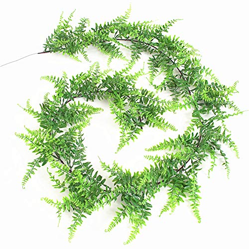 Fycooler Faux Boston Ferns Plant Artificial Vines Hanging Leaves Greenery Garland Artificial Plats 6.2 Feet in Length for Wedding Backdrop Arch Wall Decoration Garden Home Decor
