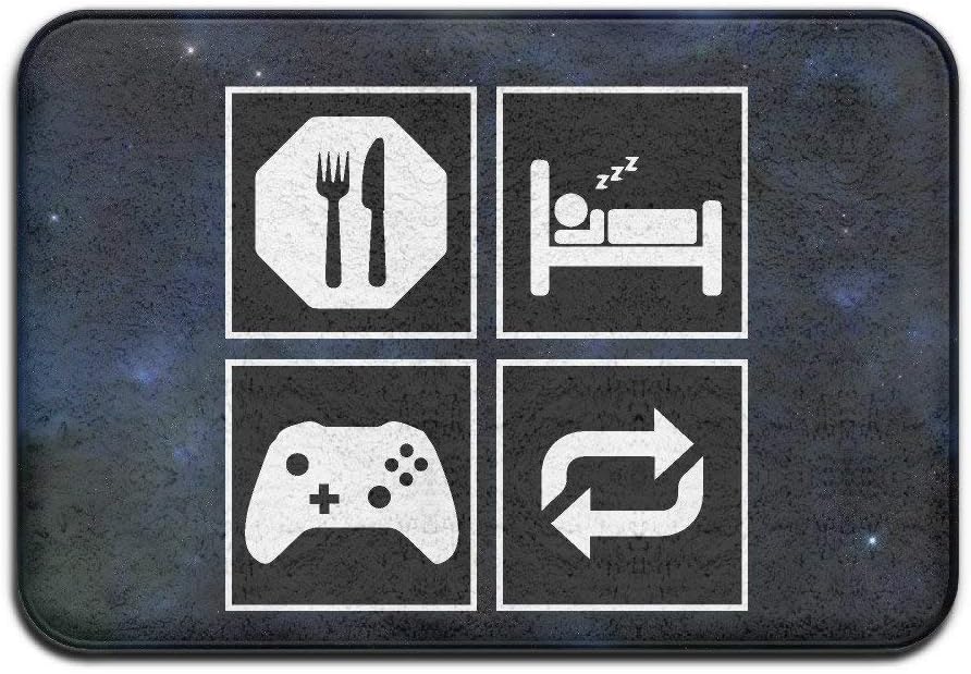 Kinhevao Eat Sleep Game Repeat Fork Recycle Door Mats Outdoor MatsBath Mat