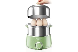 CACHOO - Fast 14 Egg Stainless Steel Egg Boiler with 30 Minute Timer & Auto Shut Off, Compact Electric Vegetable Steamer for 