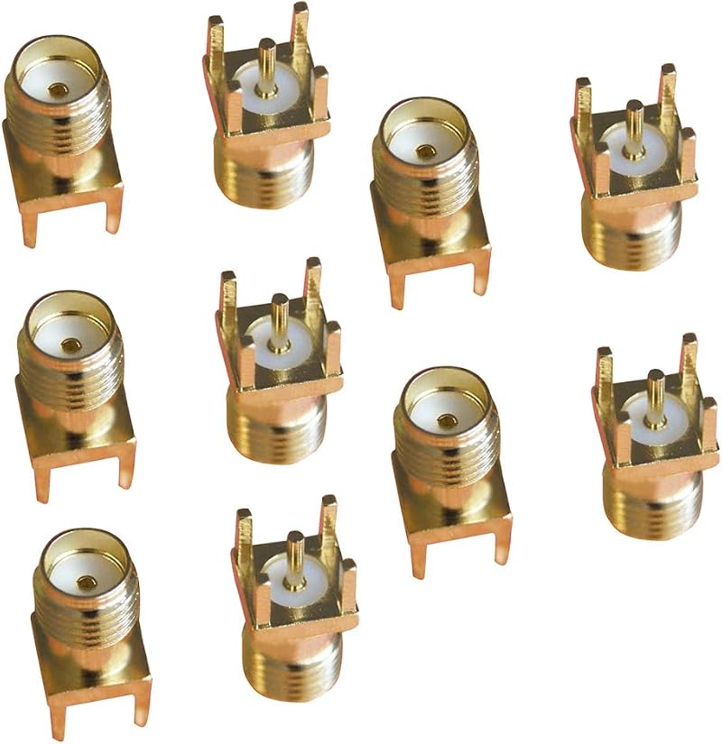 Hailege 10pcs SMA Female Jack Solder PCB Mount Straight GPS GSM RF Connector