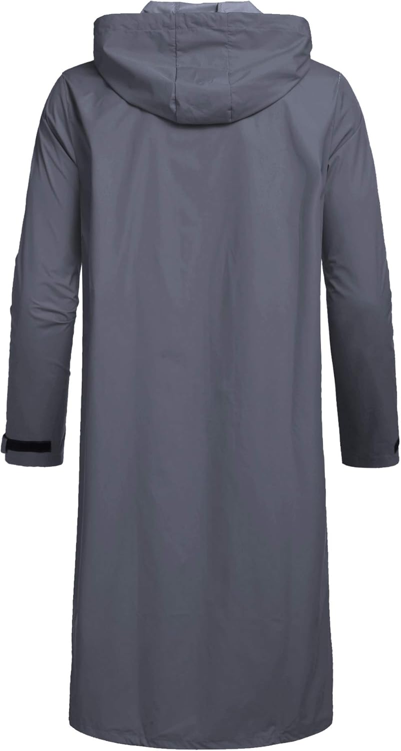 COOFANDY Men's Rain Jacket with Hood Waterproof Lightweight Active Long Raincoat: Clothing