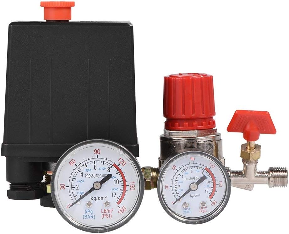 Small Plastic Air Compressor Pressure Switch, Lightweight Valve Regulator With Gauge, Replacement For Clarke Bandit 6L Oilless, 2Pcs - Image 3