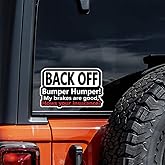 2pcs Back Off Bumper Humper Humorous Warning Messages Vinyl Car Stickers, 5.91"x3.74", Durable Exterior Decal for Rear Windsheild, Bumper of Vehicles | #AZ201