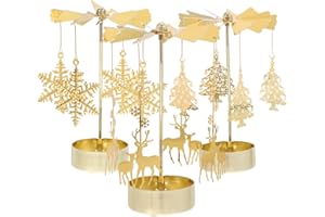 Cabilock 3Pcs Rotary Candle Holder Stand Rotating Candle Holder for Christmas Home Decor Metal Spinning Stand Carousel for Fe