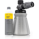 The Rag Company ULTRA H2O Foam Cannon &amp; KCX Gentle Snow Foam Bundle | Stainless Steel Internals | Fully Adjustable Spray Patterns and Dilution Ratios | Chemical-Resistant HDPE Wide-Mouth Bottle