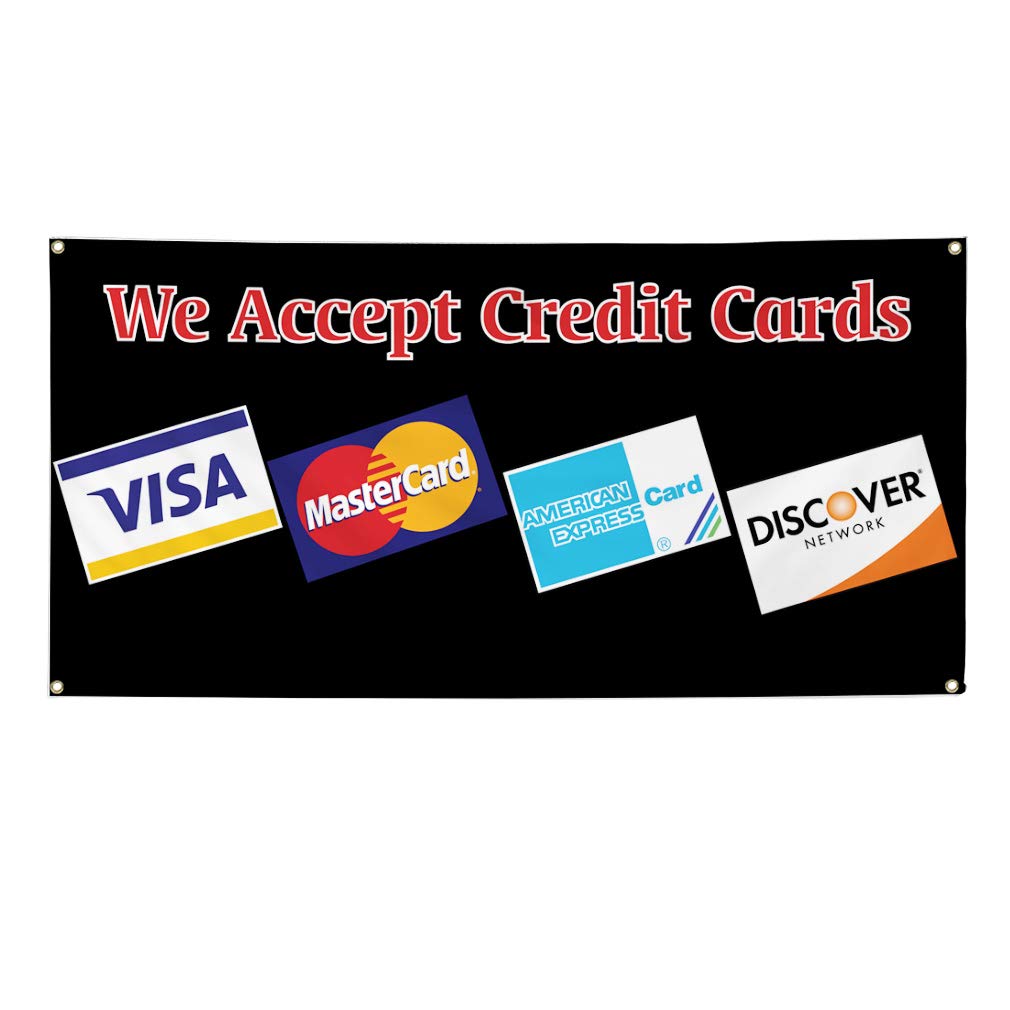 Amazon Com Vinyl Banner Sign We Accept Credit Cards 1 Style B