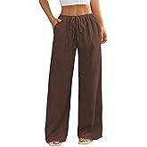 MakeMeChic Women's Casual Wide Leg Pants Summer Beach Palazzo Pants