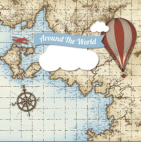 5x7ft Old World Map Plane Air Balloons Exploring Compass Checkers