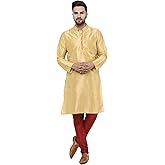 SKAVIJ Mens Indian Kurta Pajama Set Art Silk Casual Party Dress