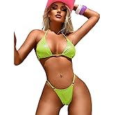 ShawGobow Sparkly String Bikini, High Cut Thong, 2 Piece Sexy Swimsuit
