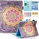 Dteck iPad Mini 1/2/3 Case - Slim Fit [Stylus Slot] Folio Stand PU Leather Smart Wallet Case with Auto Wake/Sleep Magnetic Cover for Apple iPad Mini 3 / iPad Mini 2 / iPad Mini 1, Luxury Flower