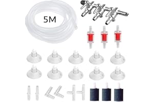 Aquarium Air Flow Control 24 in 1 Kit, Including 3-Way Air Valve Distributors, 5M Airline Tube Hose, 3 Non-Return Check Valve