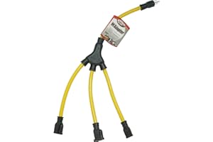 COLEMAN CABLE Southwire Extension Cord Splitter - Heavy Duty 12/3 Gauge Power Adapter with Durable Molded Plugs - Converts One Plug into Three Outlets - 15 Amp Rating - 125V - 2 Feet