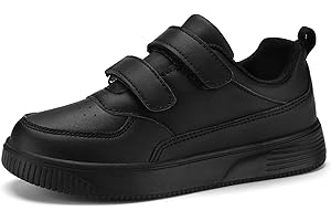 DSWED Unisex-Child Leather Lightweight Breathable Knit Athletic Running Sneakers for Kids Shoes for Boys Girls