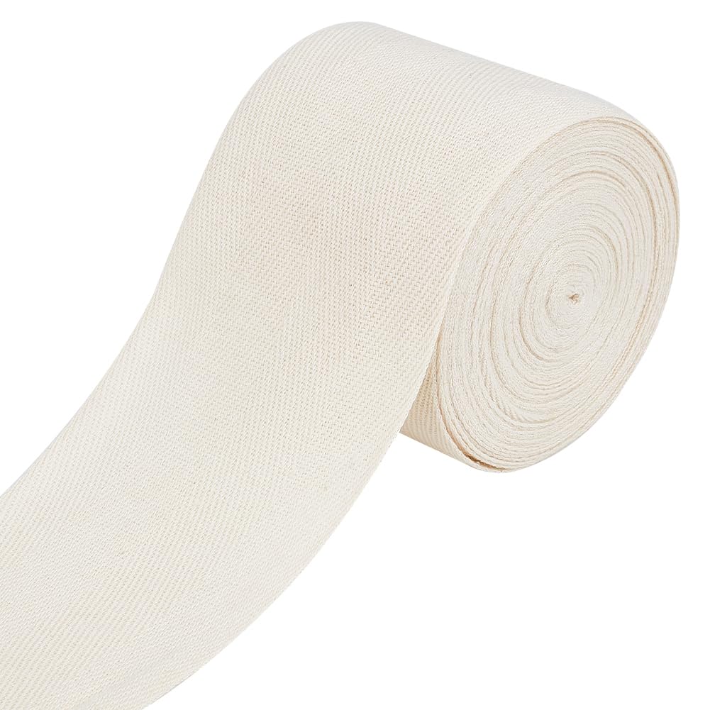 BENECREAT 10m Herringbone Cotton Twill Tape Trim, Antique White 79mm Wide Twill Tape Ribbon, Bias Binding Tape for DIY Crafts Sewing Carpet Edging