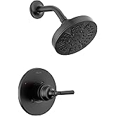 Delta Saylor 14 Series 5-Setting Shower Faucet Set, Matte Black Shower Head and Handle Set, Valve Trim Kit, Matte Black T14235-BL (Valve Not Included)