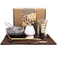 Bamboo Matcha Tea Whisk Set (Chasen) Matcha Bowl (Chawan) Bamboo Scoop (Chashaku) Ceramic Whisk Holder Handmade Matcha Ceremony Starter Kit For Traditional Japanese Tea Ceremony (7 Pcs).
