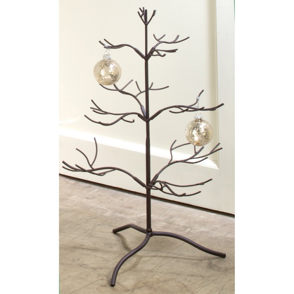 42" Brown Natural Metal Tree Ornament Display, Green
