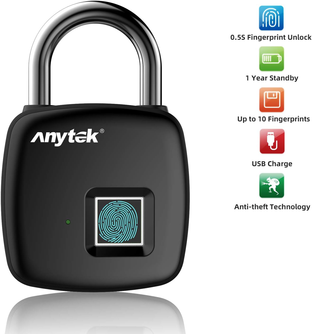 Fingerprint Padlock Smart Biometric Lock,Intelligent Keyless Gym Lock Portable USB Charginging Security Thumbprint Padlock for Home Door,Gym,Cabinet,Golf Bag,Locker