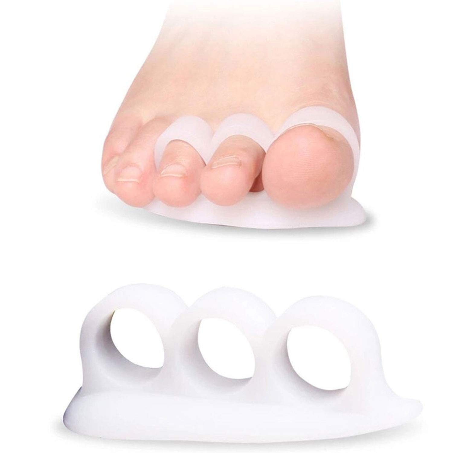 2X PEDIMEND Silicone Gel Toe Separator - Hammer Toe Straightener - Toe Dividers for Bunions - Avoid Toe Squeezing - Toe Separator for Overlapping Toes - Improves Balance & Foot Strength - Foot Care