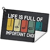 Rofiowa Life is Full of Important Choices Polyester and Cotton Blend Printed Towel, Funny Retro Golf Accessory for Men Women, Gift for Golf Fan Dad Mom, Birthday Gift