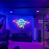 22-Inch Large UFO Neon Sign For Wall Decor, Dimmable Spaceship Neon Light, USB Powered Spaceship decor For sci-fi Fans Space-Themed Bar Restaurant Event Party Game Room Decoration, for Man's Gift