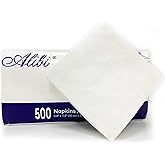 Alibi Napkin - Soft and Absorbent 500 1-Ply White Lunch - Disposable Multi-Purpose Paper for Everyday Use, Events, and Partie