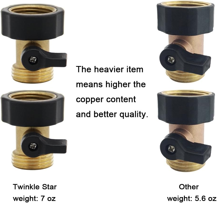 Twinkle Star Heavy Duty Brass Shut Off Valve Garden Hose Connector, Set of 2, TWIS3001 : Garden & Outdoor