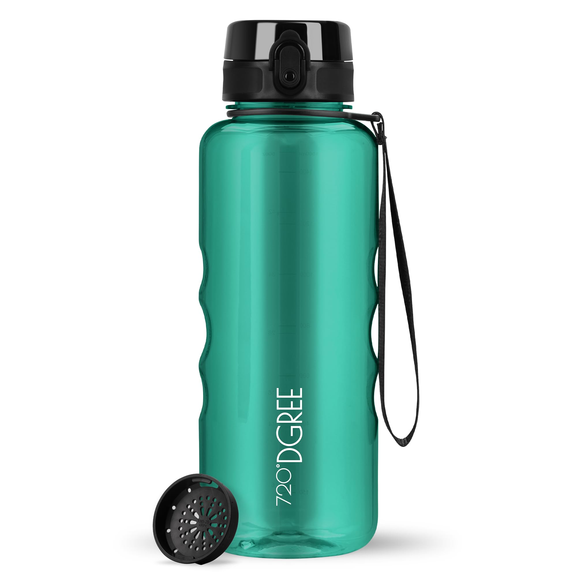 720°DGREE Water Bottle 1.5l “uberBottle“ crystalClear +Sieve - BPA-Free, Leakproof, Reusable Drinking Bottle - XL Sports Bottle for all Day Hydration, Gym, Fitness, Office, University, Hiking, Travel