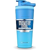 Ice Shaker Insulated Stainless Steel Shaker Bottle | 26oz, Blue Color Rush | Cold for 24+ Hours | Insulated Cup with Twist-on Agitator | Odor-Free Bottle for Shakes, Water, Smoothies, Cocktails