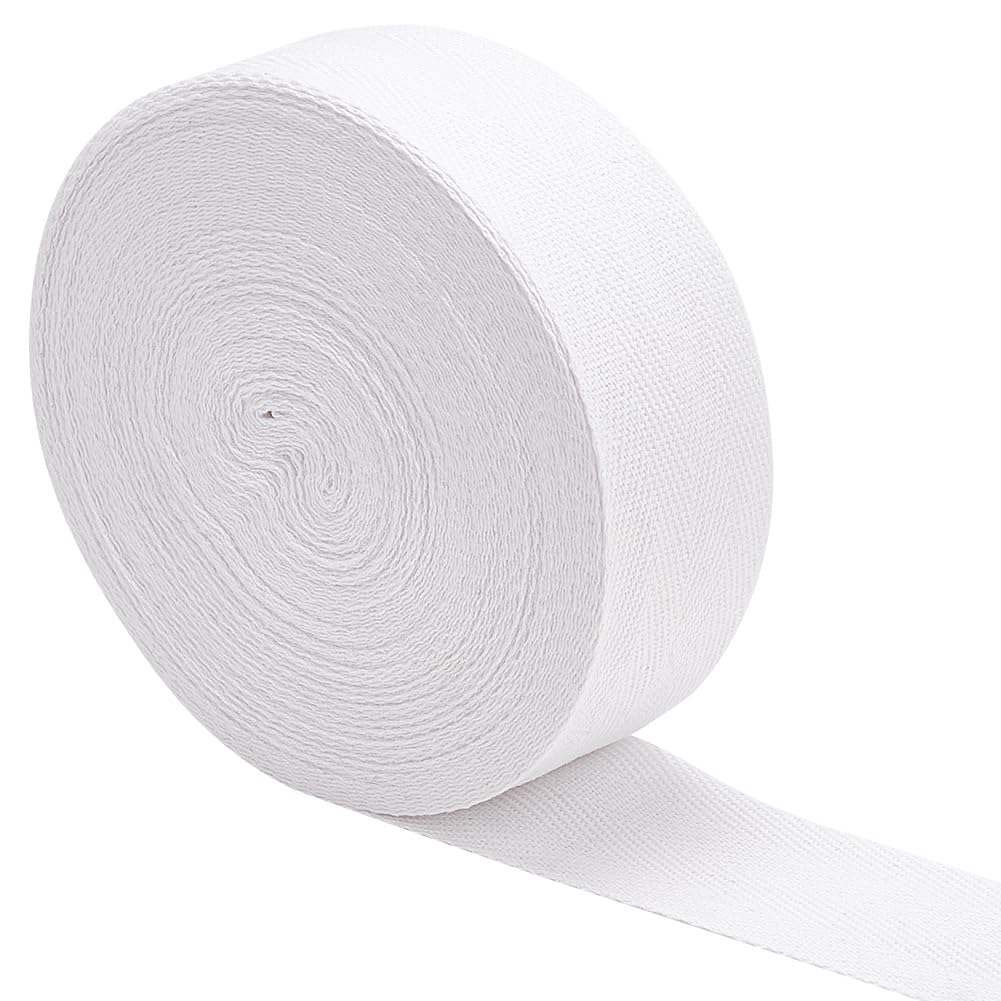 FINGERINSPIRE 20m/21.87yards Cotton Herringbone Twill Tape Trim 40mm Wide White Twill Tape Ribbon Herringbone Ribbon Use for Sewing Craft Webbing Tape Binding Tape for DIY Garment Accessories