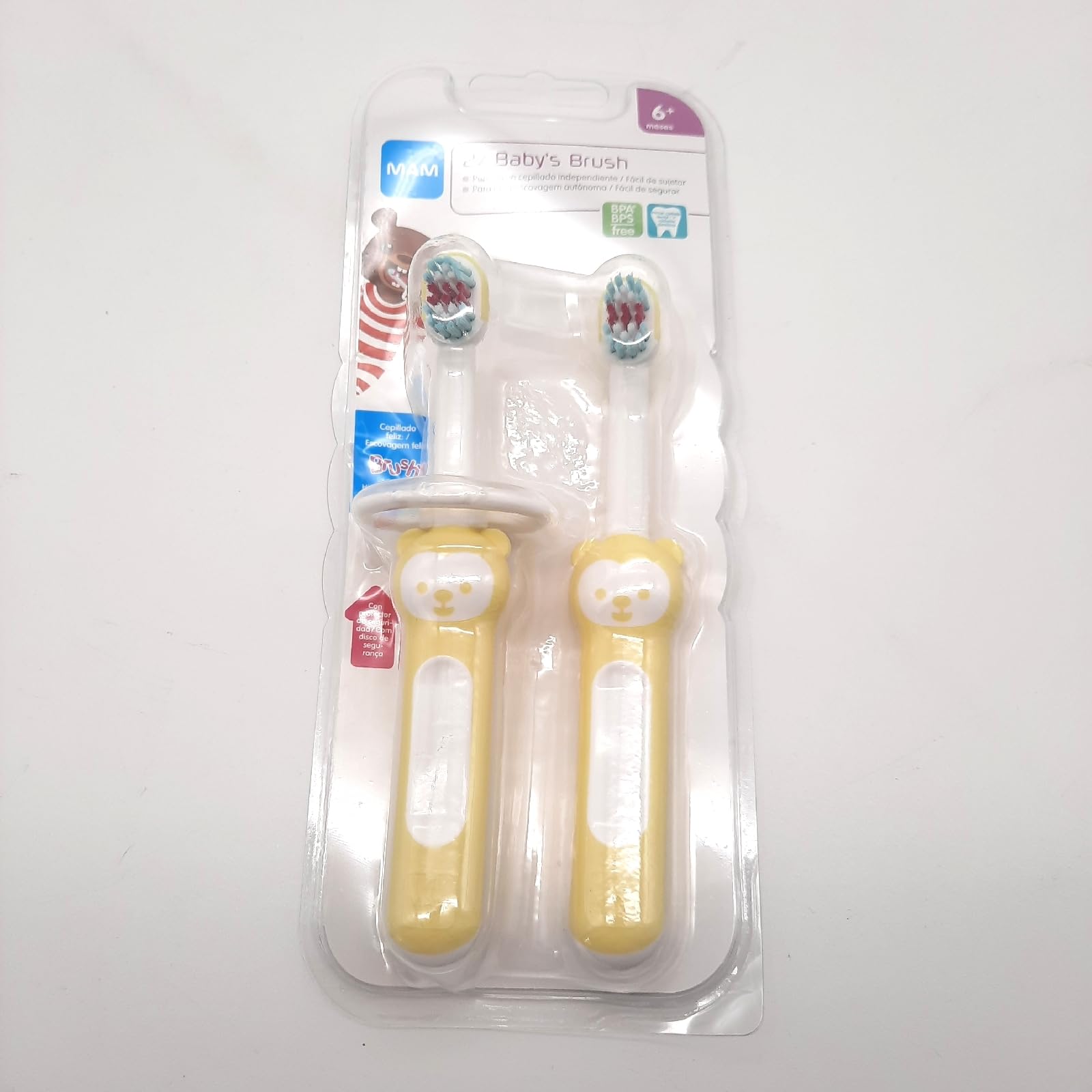 MAM C121 - Mam Baby's Brush - Set of 2 Toothbrushes for Babies from 6 Months, Short and Compact Handle