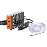 KFD 156W Car Charging Staition,140W USB C Laptop Car Charger,PD3.1&QC3.0 Fast Charging Cigarette Lighter Car USB Charger Multi Port 6.56FT Cable for MacBook/iPad/40W iPhone 17 15 Pro Max/Samsung S25