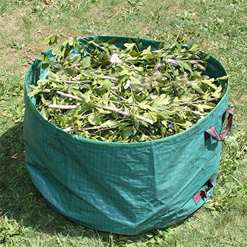 SYOOY 63 Gallon Garden Tool Trash Bag Green Lawn Garbage Storage Bag with Handles for Outdoor Garden Lawn - 18 Inches Height x 32 Inches Width