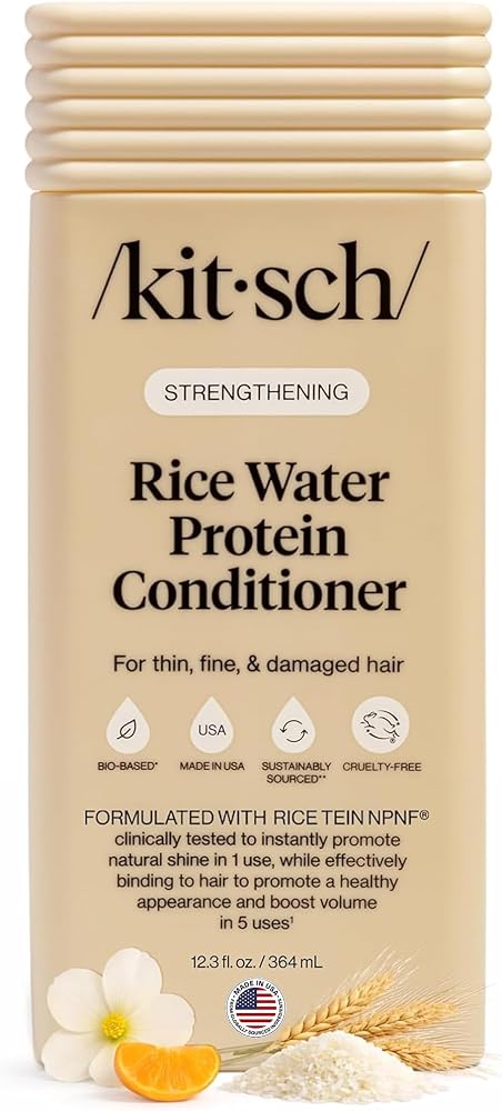 Kitsch Strengthening Rice Water Conditioner for Hair Growth – 12.3 oz | Volumizing Conditioner for Women & Men – Hair Care fo