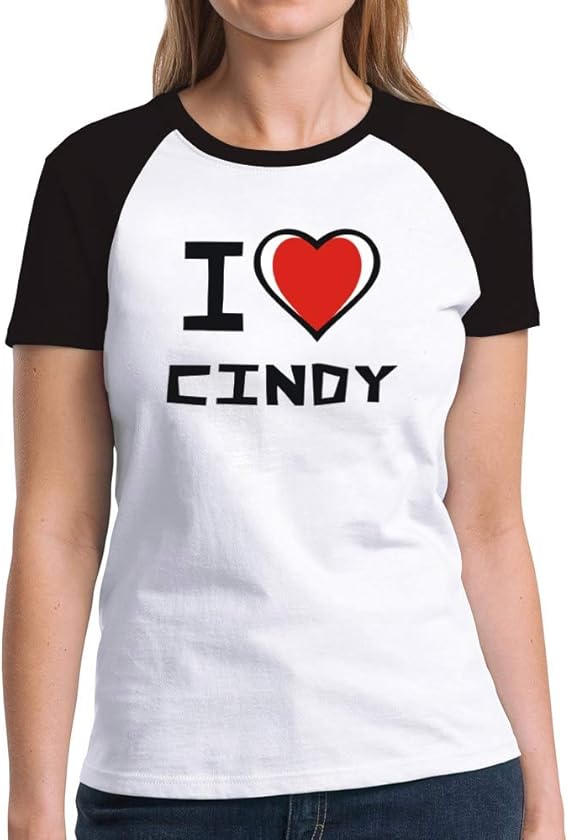 Eddany I Love Cindy Bicolor Heart Raglan Women T-Shirt: Amazon.ca