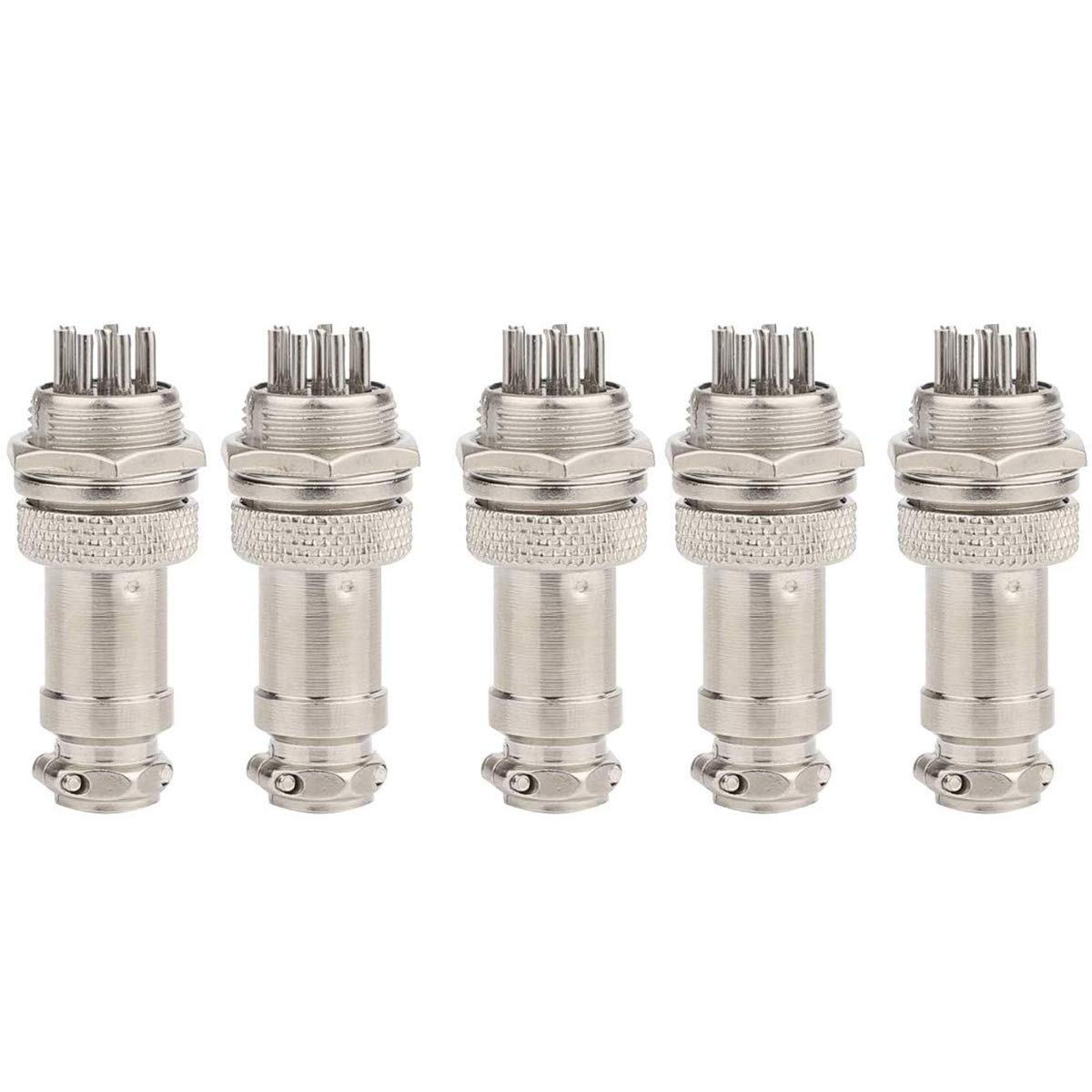 Clyxgs CLDIY GX16 8 Pins Panel Metal Mounting Round Metal Aviation Plug Adapter Socket Male Female Plug (5 pcs)